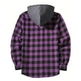 thumbnail image 4 of Mens Buffalo Plaid Hoodie Shirt Casual Button Down Plaid Jacket Shirts Fall Fashion Stylish Long Sleeve Shirts with Pocket Purple L, 4 of 4