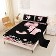 thumbnail image 2 of Erosebridal Cute Bowknot Floral Queen Sheet Sets, Black Pink Initial J Bed Set, 4 Pieces, 2 of 5