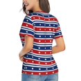 thumbnail image 3 of Vsdgher Fourth Of July Women Shirts V Neck Short Sleeve Tops T-Shirt Basic Tees, S to 3XL3X-Large, 3 of 5