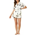 thumbnail image 2 of INSPIRE CHIC Women's Satin Pajama Sets Nightwear Sleepwear Tops with Shorts Lounge Sets L White, 2 of 6