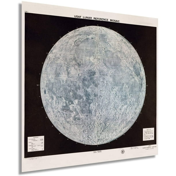 Who Published The First Moon Map Historix 1966 Lunar Moon Map Poster - 16X16 Inch Lunar Map - Moon Poster  Vintage Map With Data Table - Print Of The Moon Wall Map - Lunar Poster -  Usaf Lunar Reference Mosaic (2 Sizes) - Walmart.com