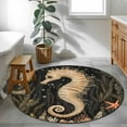 thumbnail image 5 of Coastal Vintage Seahorse Round Rug 4ft Washable Circle Entryway Rugs Non Slip Summer Ocean Starfish Coral Area Rug Indoor Floor Carpet for Bedroom Kitchen Living Room Home Office Dining Room Nursery, 5 of 8