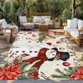 thumbnail image 3 of Fsddascl Christmas Snowman Outdoor Rug for Patio/Deck/Porch, Non-Slip Large Area Rug 4 x 6 Ft, Xmas Poinsettia Birds Balls Retro Indoor Outdoor Rugs Washable Area Rugs, Camping Rug Carpet Runner, 3 of 5