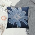 Fenyluxe Navy Blue Daisy Flower Lumbar Pillow Covers Spring Summer