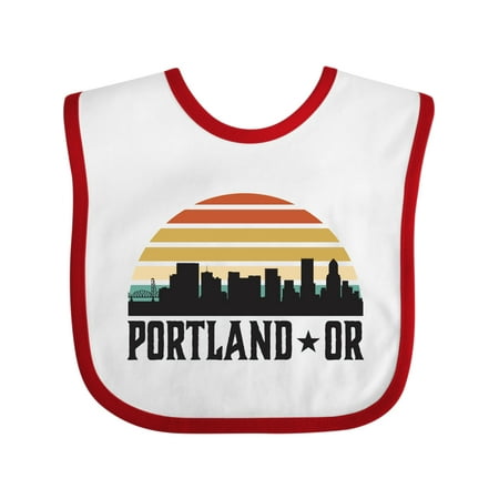 

Inktastic Portland Oregon Skyline Retro Sunset Gift Baby Boy or Baby Girl Bib