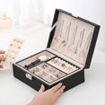 thumbnail image 4 of Pu Leather Jewelry Box Double Wooden Jewelry Box Princess Jewelry Storage Box Cosmetic Case, 4 of 8