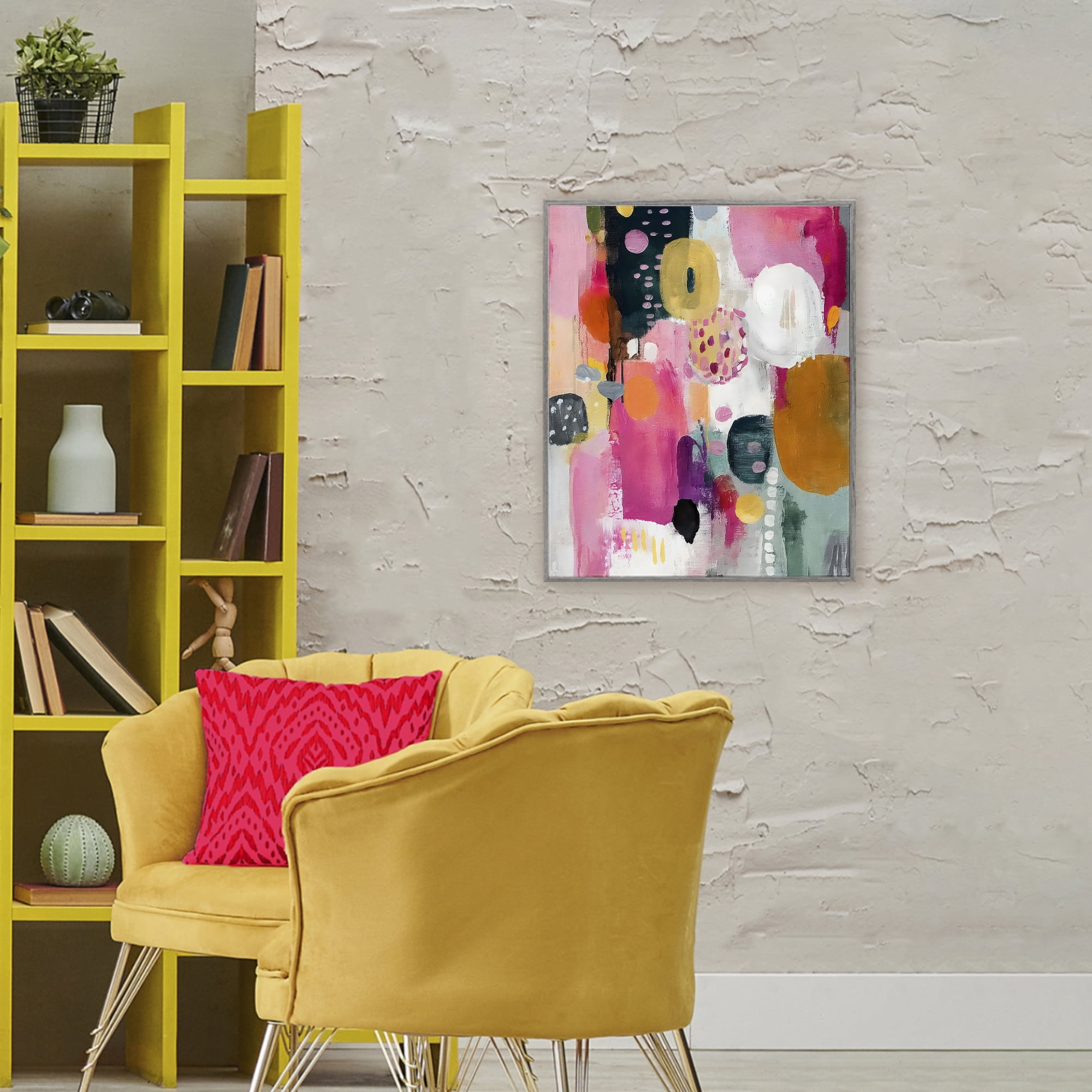 Stupell Industries Abstract Blooms Cascade Gray Framed Giclee Art, design by Riley B