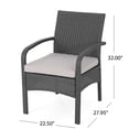 thumbnail image 2 of Kilburn Outdoor 4 Piece Grey Wicker Chat Set with Silver Water Resistant Cushions, 2 of 4