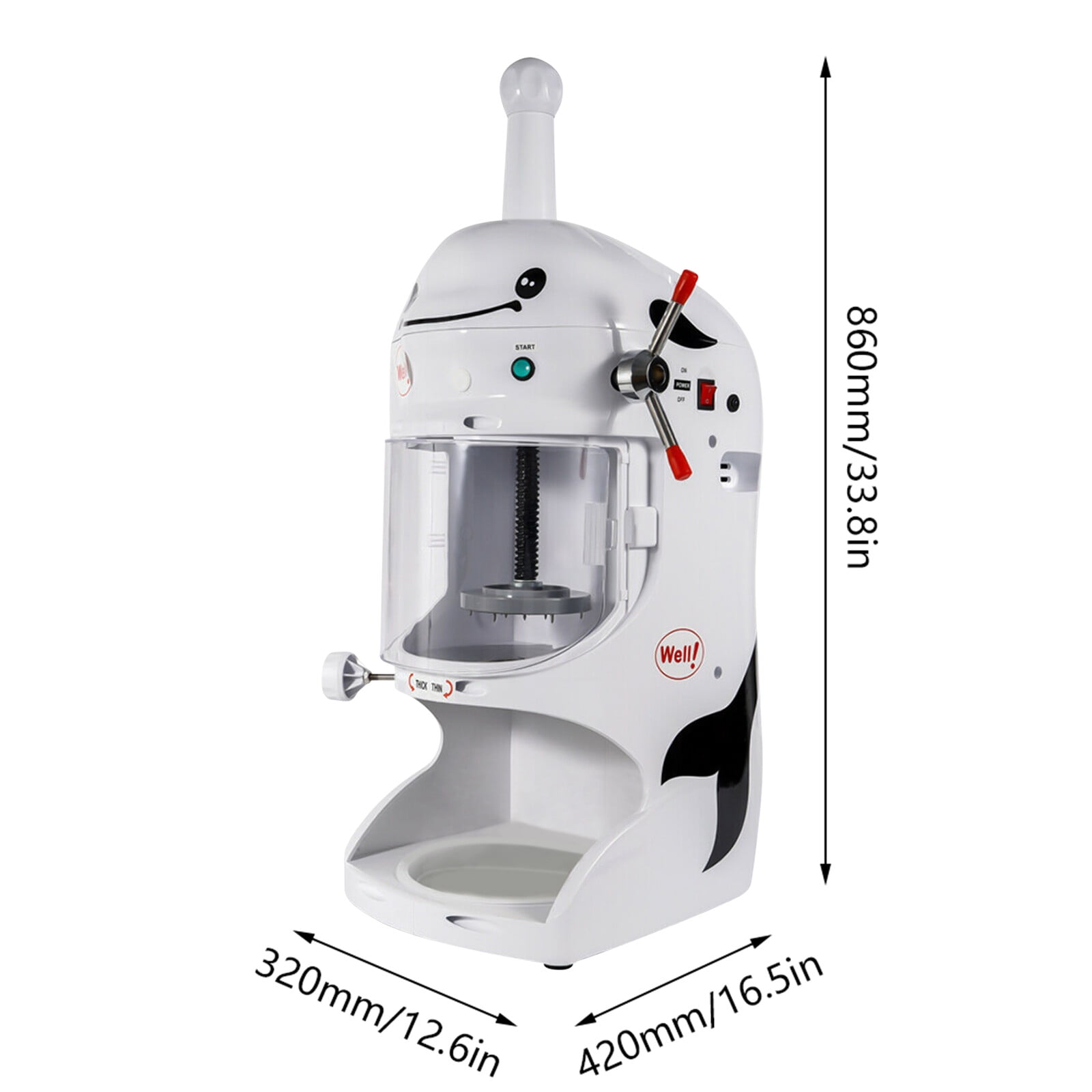Snow Cone Machine,Commercial Electric Ice Shaver,110V Block Ice Shaver and Snow Cone Maker with Manual Lifting Handle