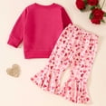 thumbnail image 4 of Durtebeua 2Pcs Toddler Baby Girl Valentine's Day Clothes Heart Print Long Sleeve Sweatshirt + Pants Sets Z03-Hot Pink,3-4 Years, 4 of 7
