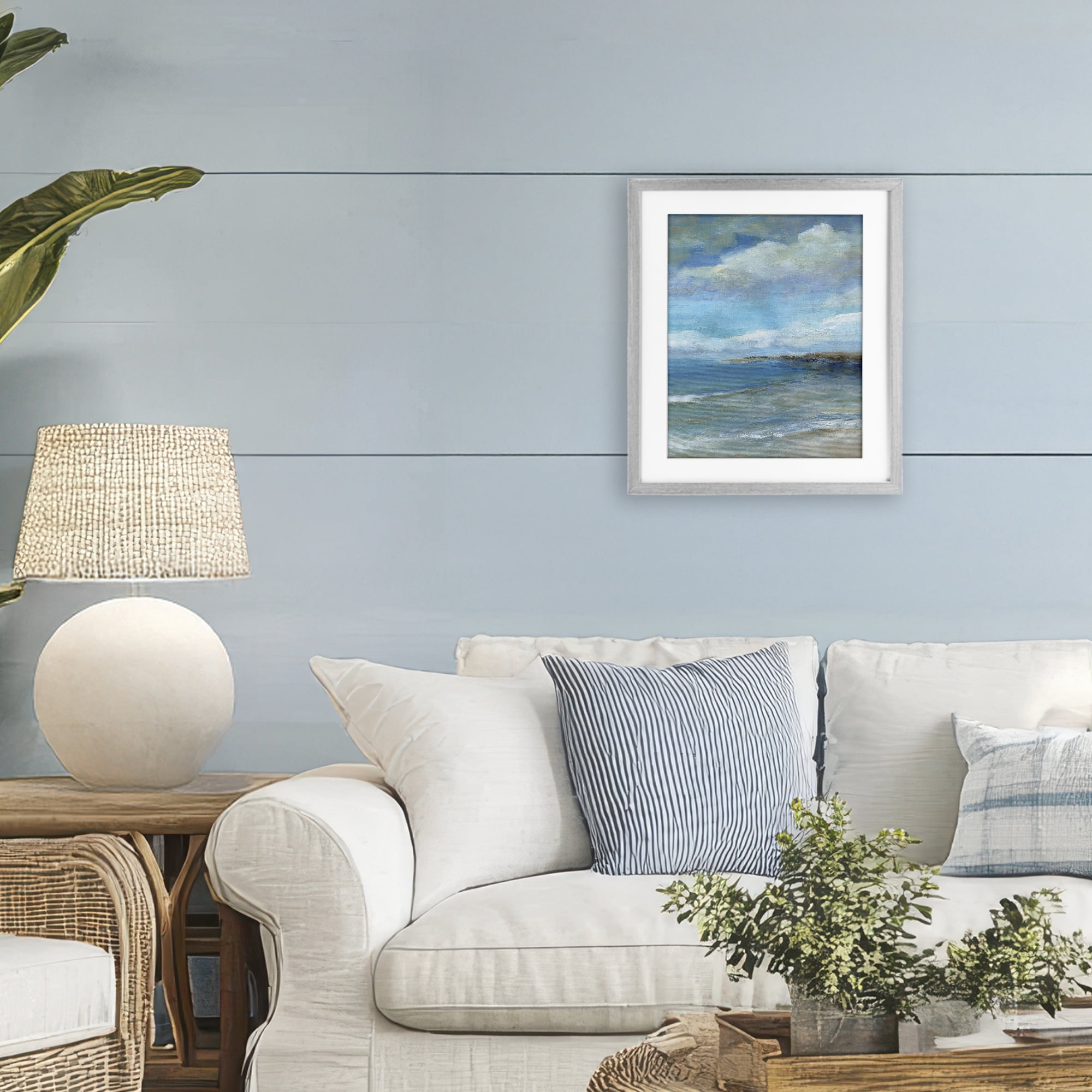 Stupell Industries Shore's Calm Breeze Gray Framed Print Under Glass, design by Carol Robinson