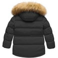 thumbnail image 2 of Chrisuno Boy's Padded Long Winter Coat Windproof Puffer Jacket With Removable Hood Black 14/16, 2 of 5