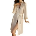 thumbnail image 2 of Robes for Women Summer Satin Lace 3/4 Sleeve Kimono Robes Bride Bridesmaid Wedding Party Robe Sleepwear, 2 of 9