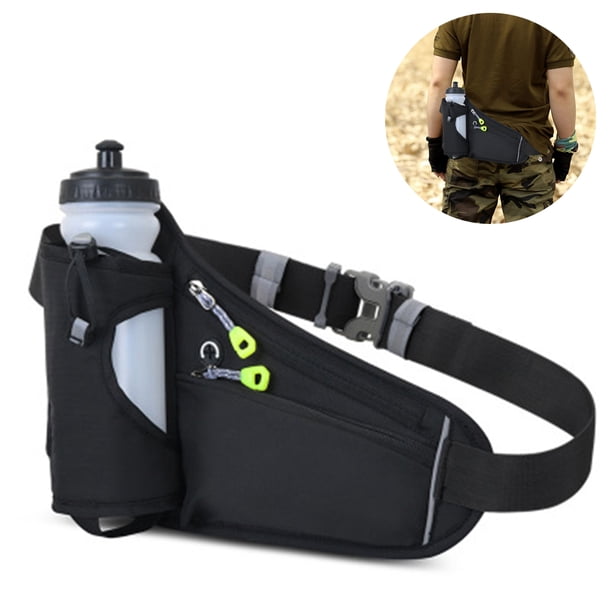 Cinturón para correr Riñonera deportiva con soporte para botella de agua Cinturón de hidratación Riñonera Rayas reflectantes Almacenamiento para teléfono móvil Orificio para auriculares para paseador