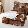 thumbnail image 4 of meiyoeat Brown Western Cowboy Twin Quilt Set For Boys,Rustic Cow Print Twin Coverlet Set,2pcs, 4 of 7