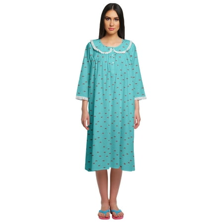 

Moomaya WoMen s Printed Nightdress Knee Length Cotton Sleepwear Short Gown