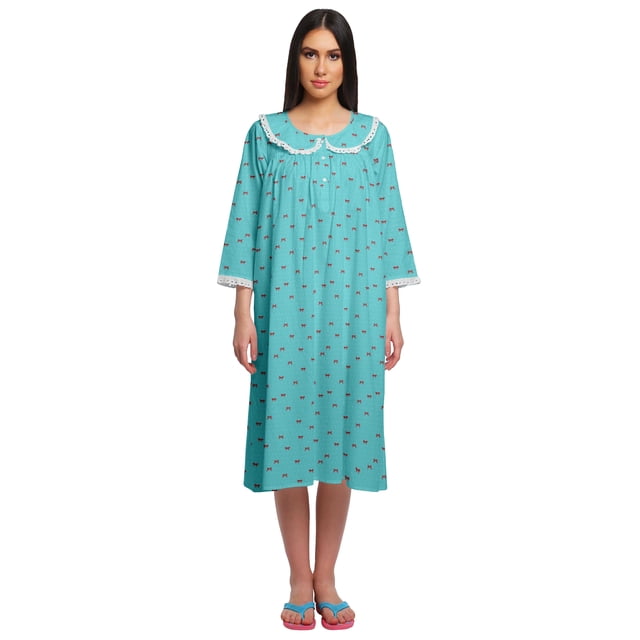 Moomaya Chemise de Nuit Longue à Boutons pour Femmes Imprimée
