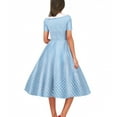 thumbnail image 4 of Women 50s 60s Retro Rockabilly Swing Dress Polka Dot Double Breasted Notch Lapel V-Neck Dresses Cocktail Party Evening Prom Gown, 4 of 6