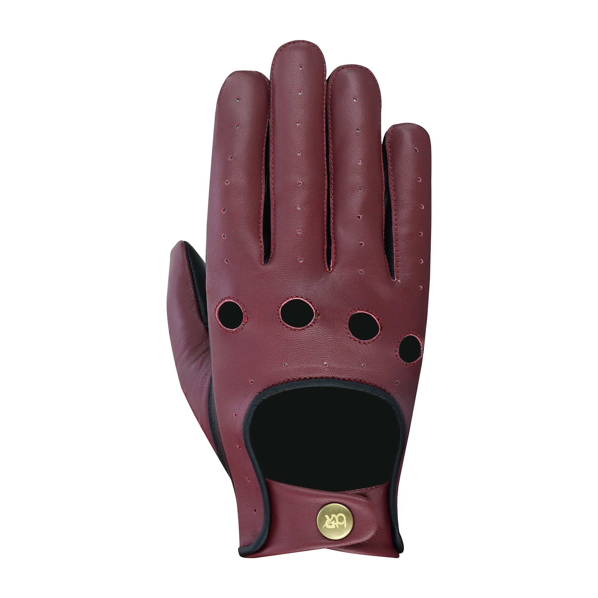 Men's Driving Gloves 100% Genuine Lambskin Leather Chauffeur Full Finger Car Driving Motorcycle Bikers Riding Gloves Burgundy-S