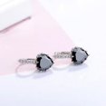 thumbnail image 2 of Heart Shaped Black Diamond CZ Solitaire Hoop Earrings, 2 of 2