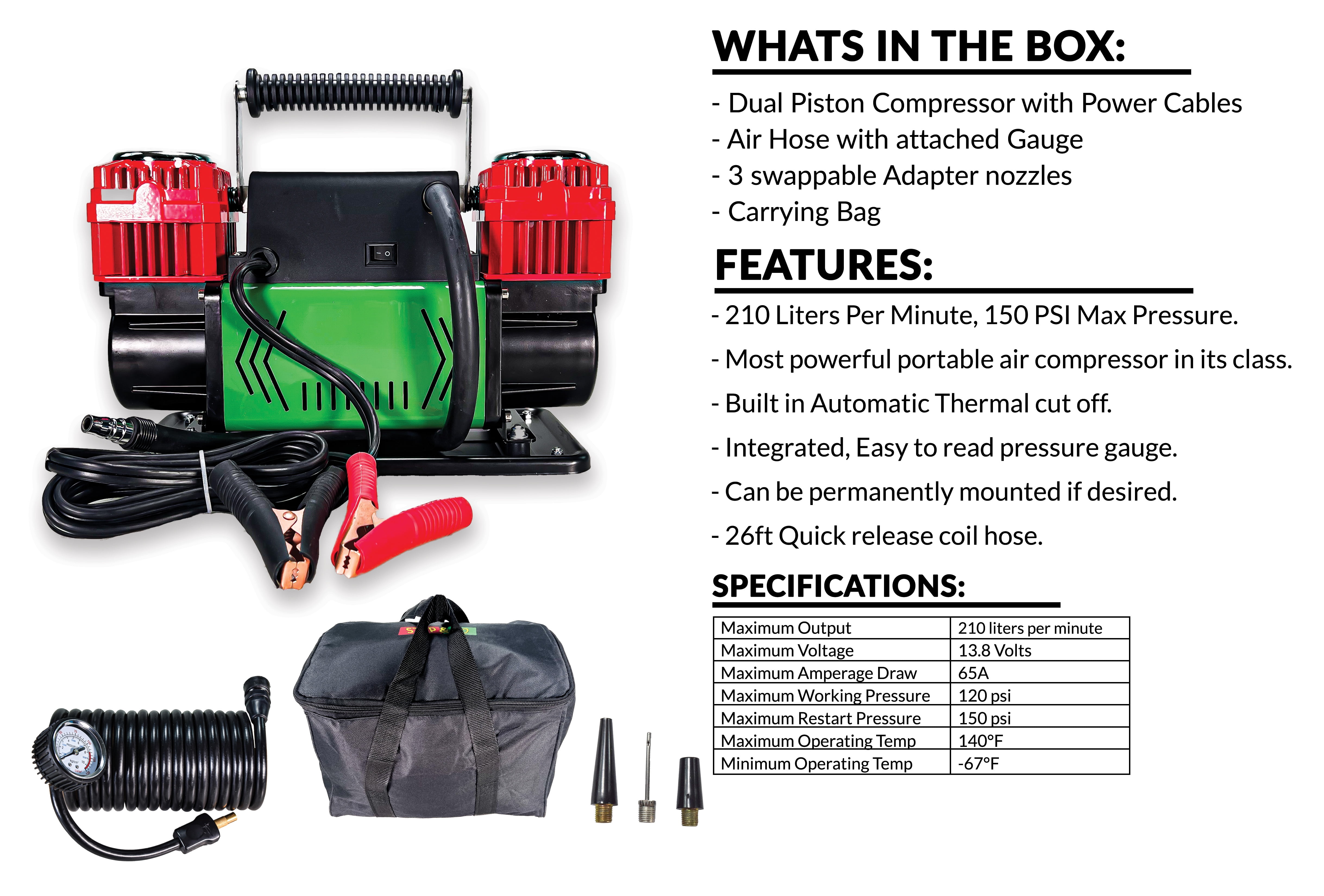 Stop & Go 12 Volt Dual Piston Tire Inflator
