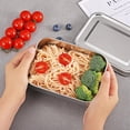 thumbnail image 4 of Compartimento para almuerzo de doble capa de acero inoxidable Estilo cuadrado para estudiantes Estilo al aire libre Mantiene la frescura, 4 of 7