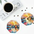 thumbnail image 5 of Pofeuu Colorful Fishing Boats Print Leather Coasters Set of 6, Round Cups Mugs Mat Pad for Home Kitchen Heat Resistant Drink Coasters,Octagon, 5 of 7