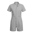 thumbnail image 4 of Rhoudy Men Pants Straight Leg Jumpsuit Short Sleeve Stand Collar Romper Piece Shorts Summer Outfit Classic Mens Clothes S Grey, 4 of 4