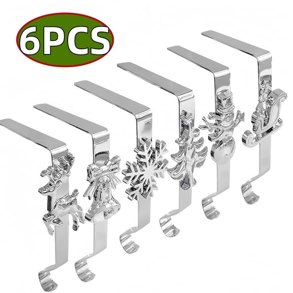 Christmas Stocking Holders for Mantle Set of 6 Non-Slip Stocking Gift Hooks for for Xmas Decoration
