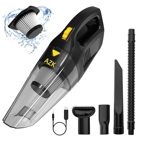 AHZOLSK AZK Dust Busters Aspiradora de mano mejorada, inalámbrica, recargable y portátil, 12000 Pa-16500 Pa, alta potencia para coche, hogar, oficina, limpieza de pelo de mascotas, viajes, uso húmedo