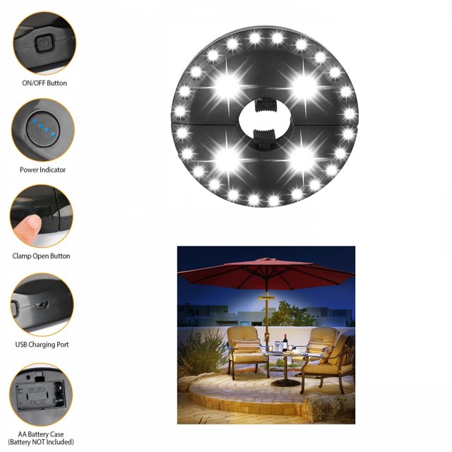 Patio Umbrella Lights, Rechargeable Outdoor Patio Lights 28 LED