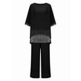 thumbnail image 3 of Women'S 2 Piece Outfits Set Glitter Top Wide Leg Pants Casual Crew Neck Sequin Suit Black XXXL, 3 of 8