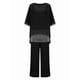 thumbnail image 3 of Conjunto de 2 Piezas para Mujer, Top Brillante, Pantalones Anchos, Traje Informal de Lentejuelas con Cuello Redondo. Negro M, 3 of 8