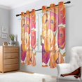 thumbnail image 2 of Yayeee Window Curtains Light Filtering 63"x52" Grommet Panel Pair Home Living Room Decor, Orange Hand Drawn Floral, 2 of 7