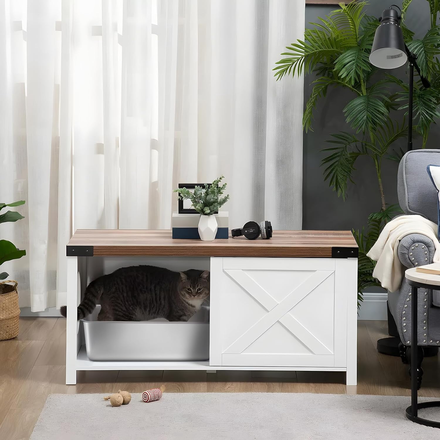 Stainless Steel Litter Box, High Sided Large Metal Cat Litter Boxes Easy Clean, Non Stick and No Smell, Suitable for Adult Cats/Kitty 17.8"L x 13.8"W x 4"H