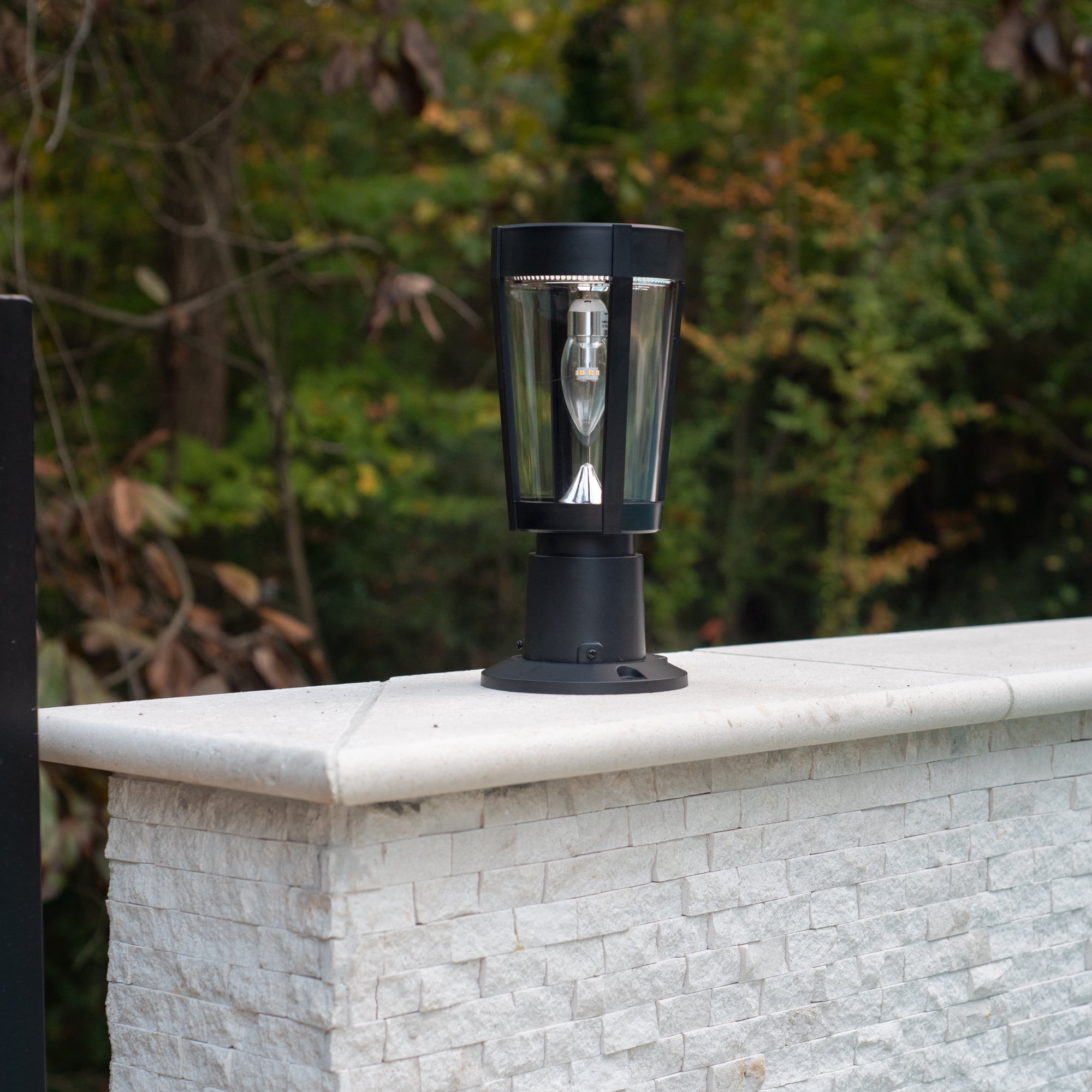 Gama Sonic Amphora 1-Light Black Plastic Solar Outdoor Weather Resistant Post Light Set with Solar LED Bulb