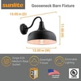 thumbnail image 3 of Sunlite 46067-SU Gooseneck Rustic Barn Light Fixture, Wall Mount, Medium Base (E26) Socket, Standard A19 Bulb Required (60W Max), 12 Inch, Indoor and Outdoor Use, UL Listed Wet Location, Black, 3 of 5