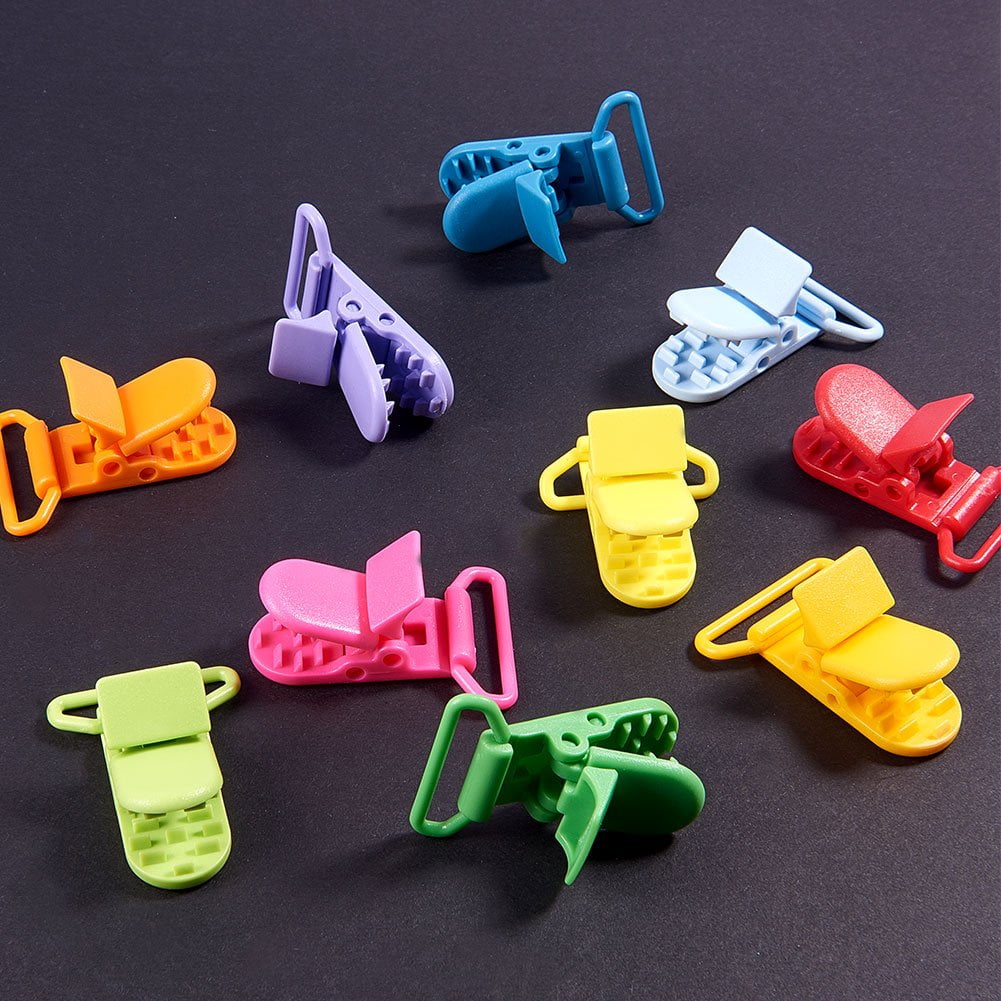 80 PCS 20 Color Plastic Pacifier Suspender Clips Holder