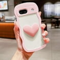 thumbnail image 5 of for Google Pixel 7A Case 6.1" 3D Kawaii Love Heart Cute Curly Wavy Clear Transparent Cream Color Non-Slip Soft Silicone Bumper Shockproof Protective Pixel 7A Phone Case for Women (White), 5 of 6