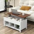 Costway Lift Top Coffee Table w/ Hidden Compartment and Storage Shelves