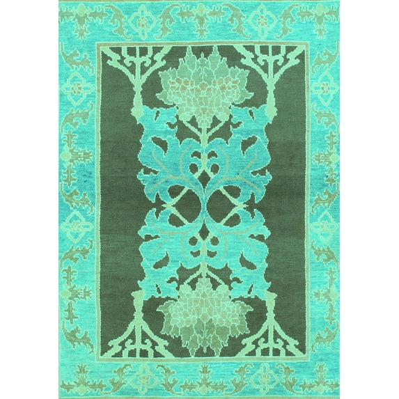 Ahgly Company Indoor Rectangle Abstract Turquoise Blue Modern Area Rugs, 8' x 10'