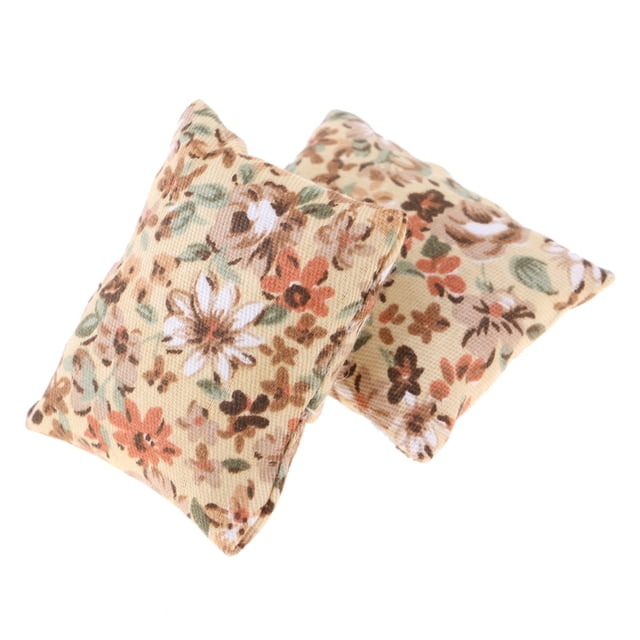 Cojines con Estampado de 2 Piezas ofá, Dormitorio, Sala de Estar, Accesorio Beige Sunnimix Dollhouse Miniature Cushions