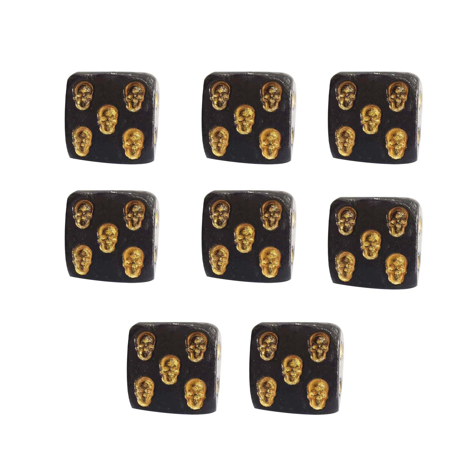 Fjofpr Clearence 1 2 4 8 Black Smileys Face Skull Dice Set 3D Skull 