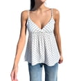 thumbnail image 2 of Women'S Y2k Polka Dot Print Tank Top Spaghetti Strap Camisole Sheer Mesh Going Out Top White L, 2 of 9