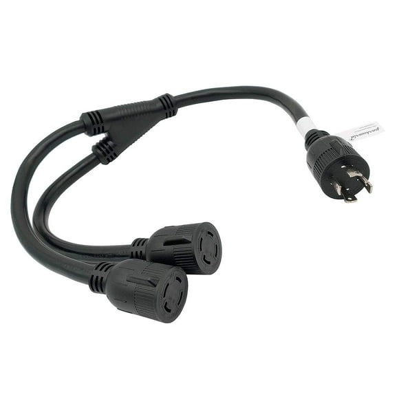 Parkworld 60462 Generator 30 amp Splitter L14-30P Male to (2) L14-30R Female, Locking 4-Prong 30 AMP Y Adapter Cord