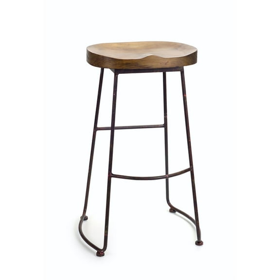 Contemporary Home Living 30.5" Brown and Black Rustic Transitional Outdoor Stool