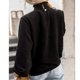 thumbnail image 4 of Blusa de manga larga con cuello alto para mujer, camisa holgada elegante de Color puro para primavera y otoño, camisa plisada con volantes y mangas abullonadas, color negro L, 4 of 6