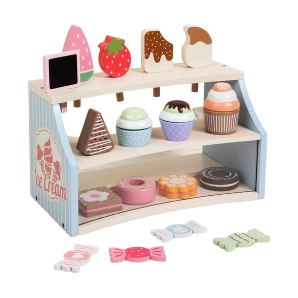 Set de mostrador de helados, juego de actividades educativas, accesorios de cocina de juguete, set de helados de juguete para niños de 2 a 4 años, reg