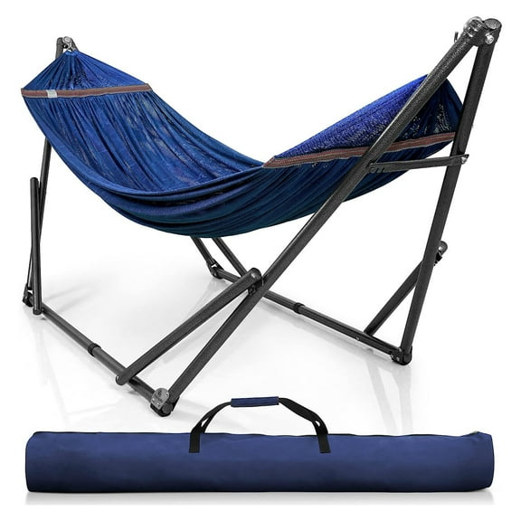 Tranquillo Universal 106.5" Double Hammock w Adjustable Stand & Bag, Aegean