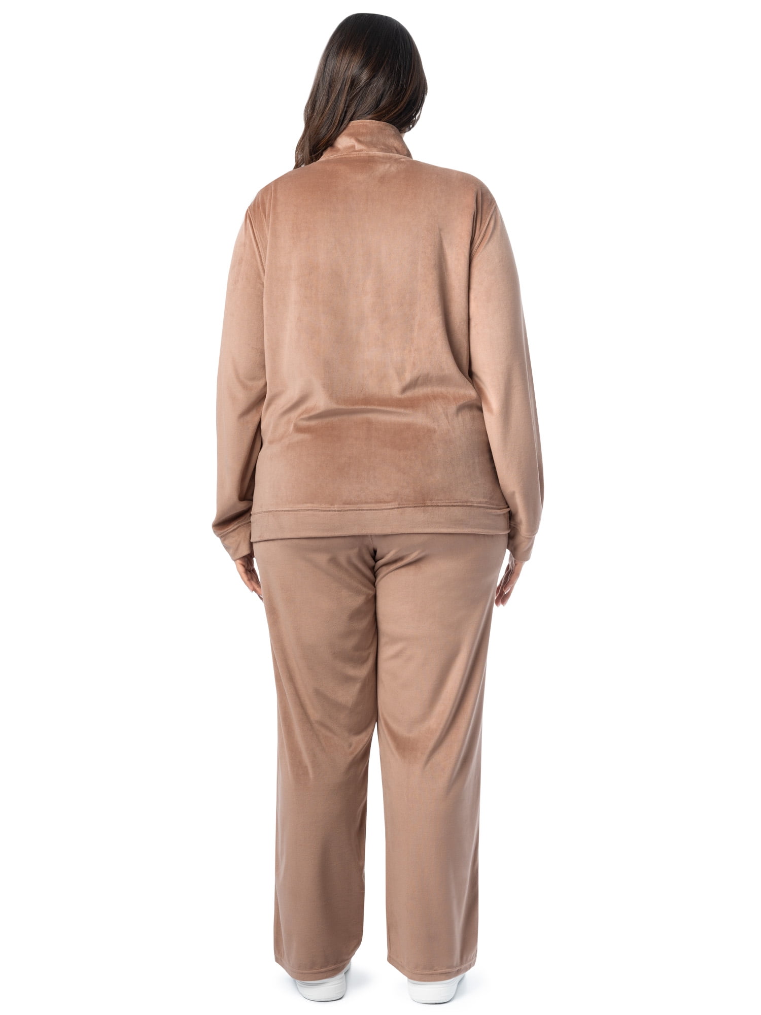 Athletic Works Women's Plus Size Active Velour Zip-Up Tracksuit Set, 2-Piece, Sizes 1X-4X